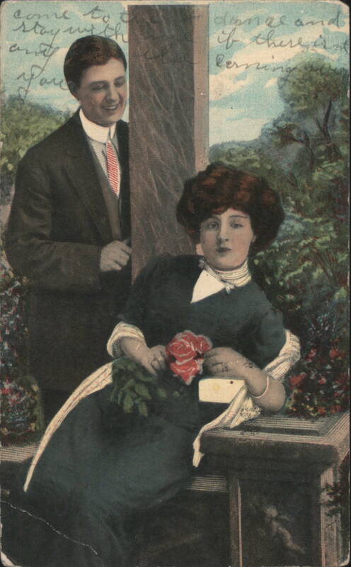 Man and Woman with Red Roses Romantic Scene Couples