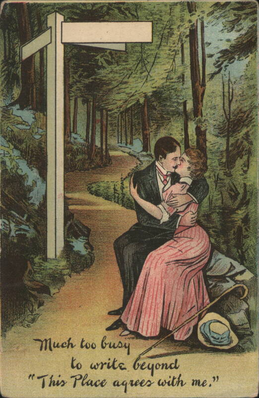 Couple Kissing in Woods - Much Too Busy to Write Couples