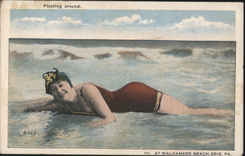 Woman Floating at Waldameer Beach, Erie, PA Pennsylvania