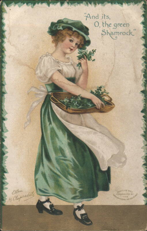 Ellen Clapsaddle St. Patrick's Day Girl with Shamrocks