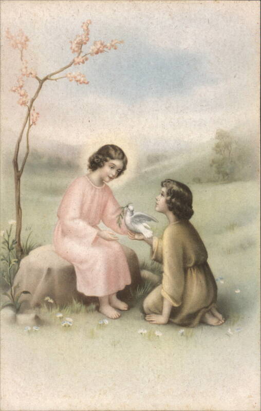 Child Jesus and Child with Dove of Peace Italy Children