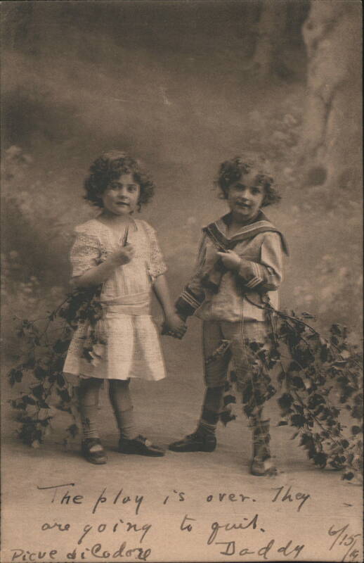 Children in Sailor Suit and Lace Dress with Branches