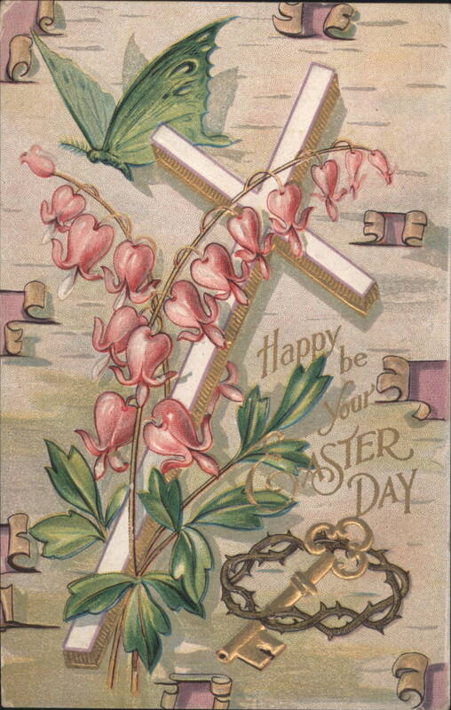 Easter Day Cross with Bleeding Hearts and Butterfly