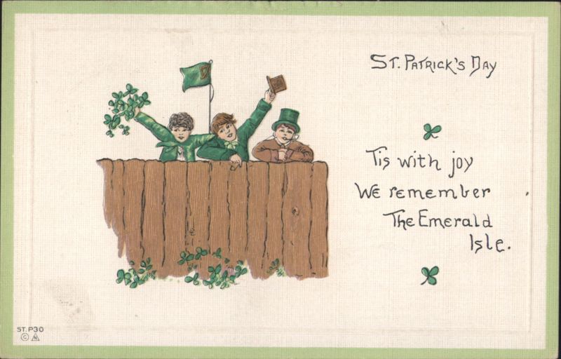 St. Patrick's Day Boys with Shamrocks and Flag