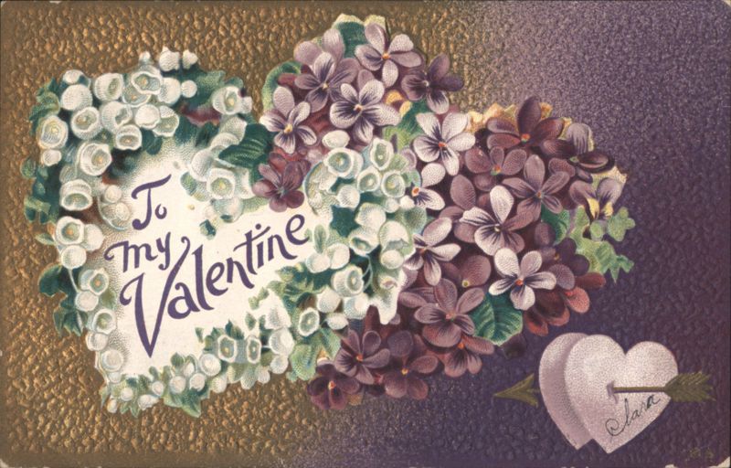 To My Valentine Heart with Violets & Lilies of the Valley