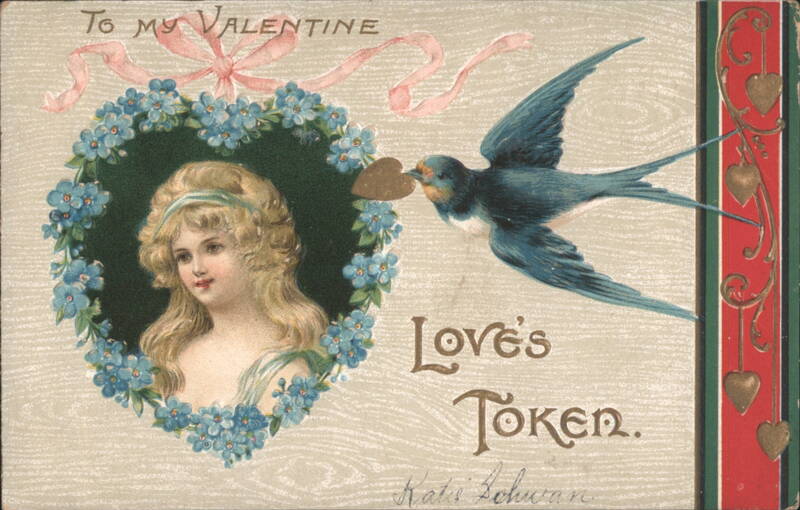 To My Valentine Love's Token Girl in Forget-Me-Not Heart