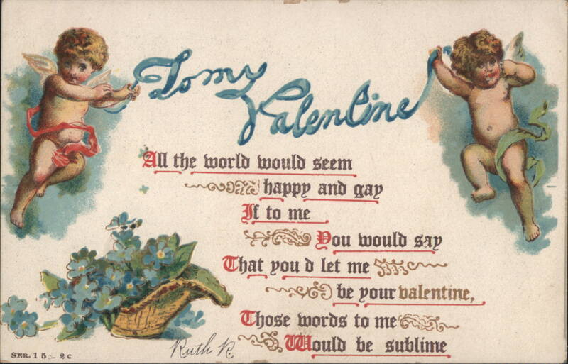To My Valentine Cherubs with Forget-Me-Nots and Poem
