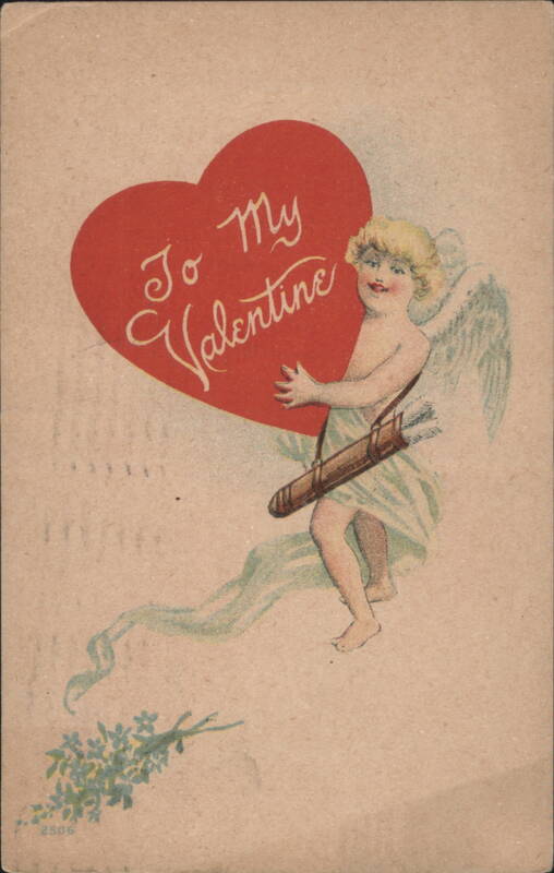 Cherub with Large Red Heart To My Valentine Cupid