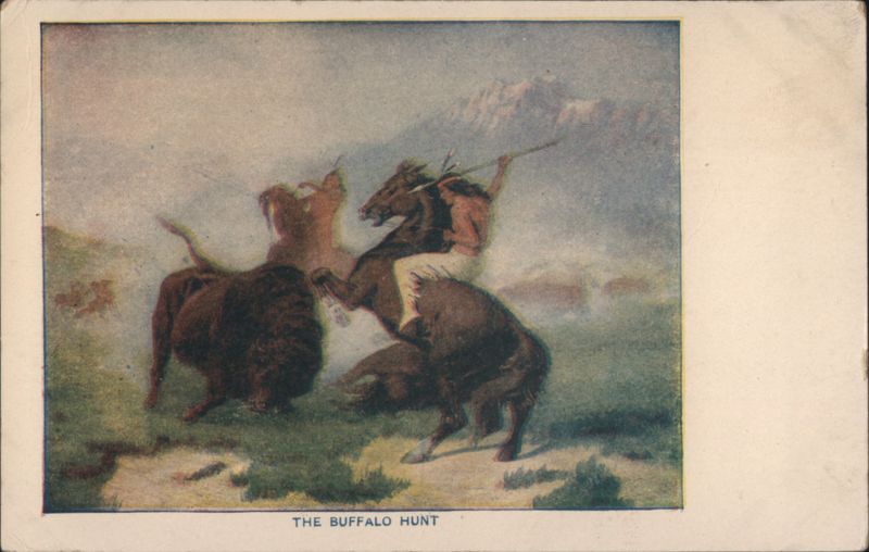The Buffalo Hunt, Native American Hunter on Horseback