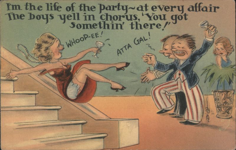 Life of the Party Woman Sliding Down Banister Comic