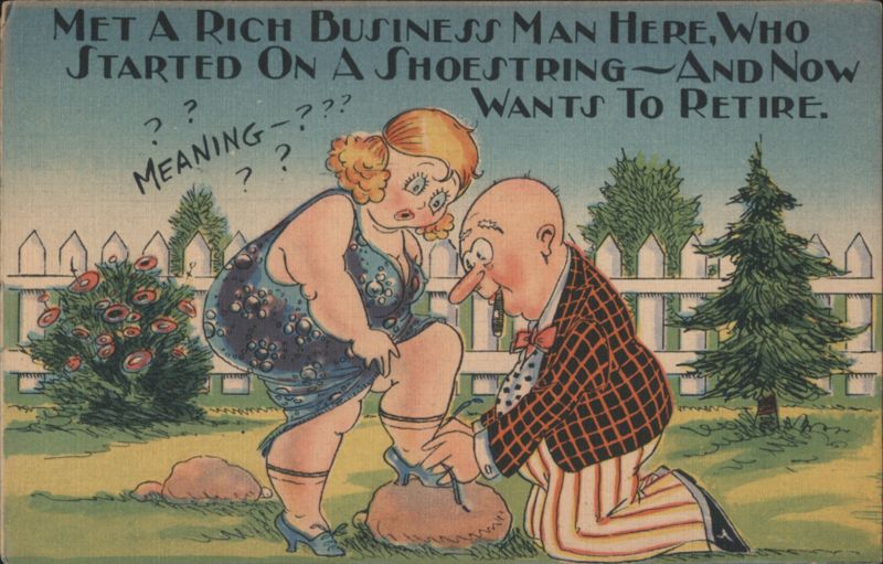 Rich Business Man Started on a Shoestring Comic Cartoon Hampton Beach New Hampshire