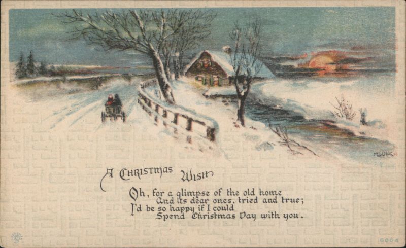 A Christmas Wish Winter Landscape with Horse-Drawn Carriage