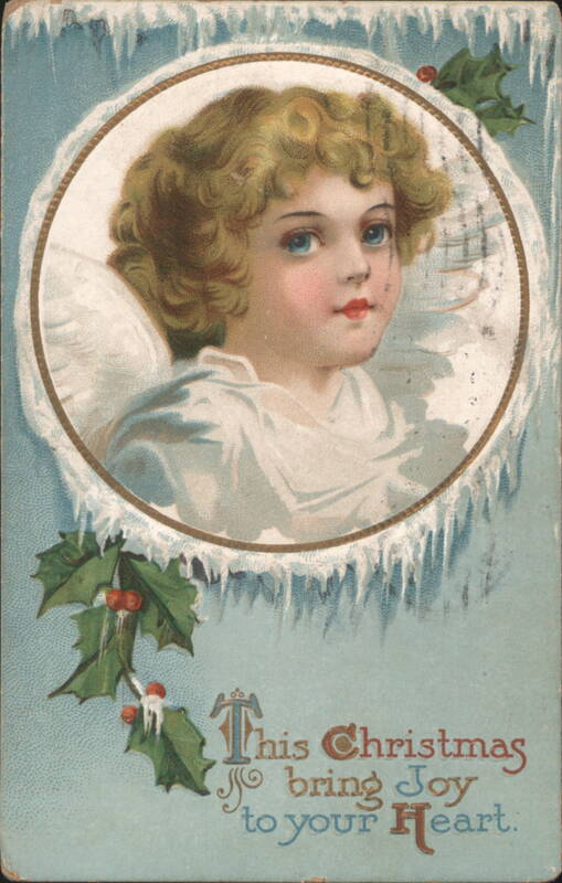 Angelic Child with Holly and Icicles Christmas Greeting