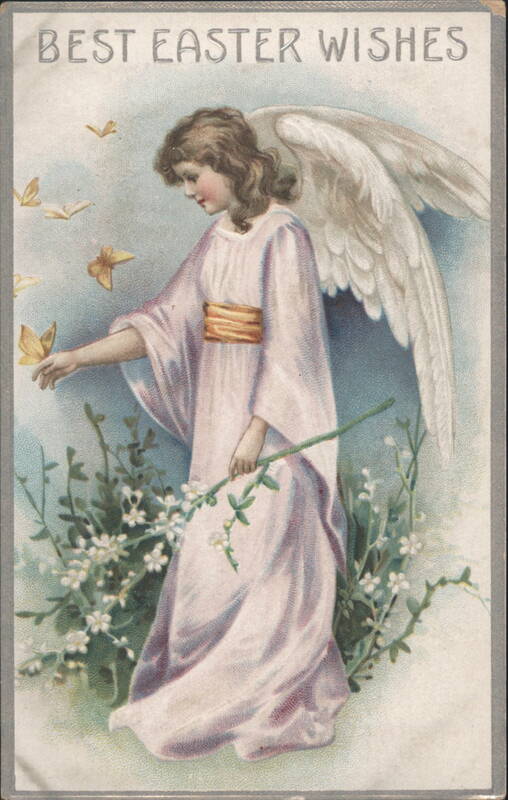 Best Easter Wishes Angel with Butterflies and Flowers