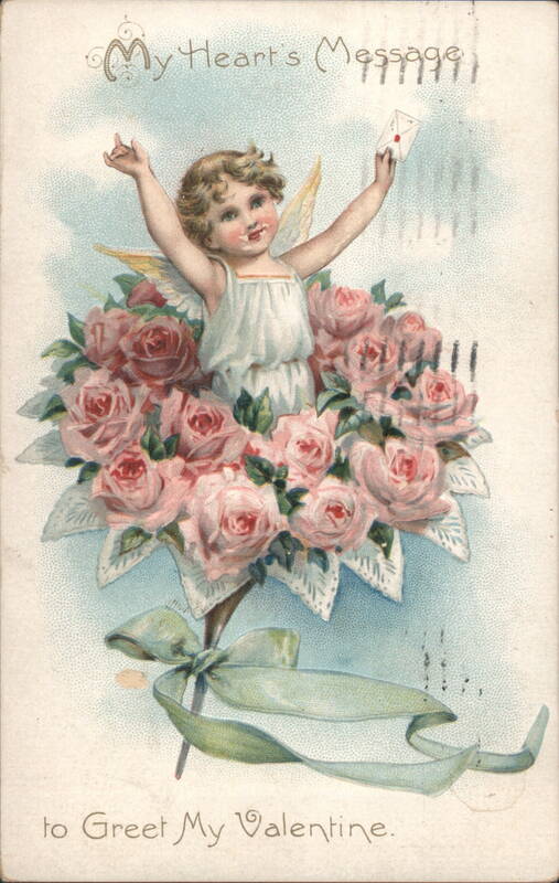 Cupid in Pink Roses, My Heart's Message Valentine