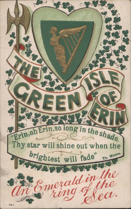 Green Isle of Erin St. Patrick's Day Harp & Shamrocks