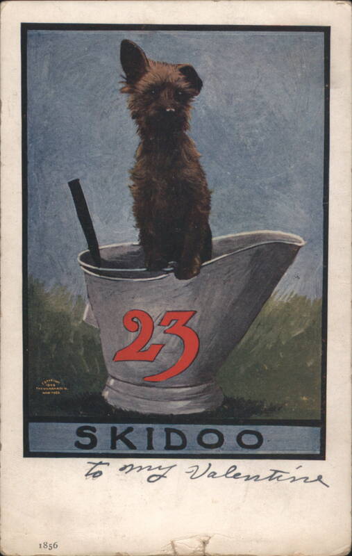23 Skidoo Valentine Terrier Dog in Coal Scuttle Animals