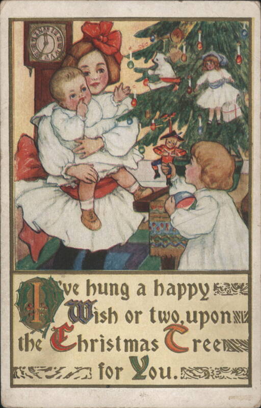 Children with Christmas Tree, Toys & Grandfather Clock
