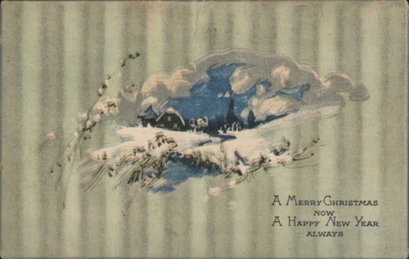 Snow-Covered House Winter Scene Christmas Greeting