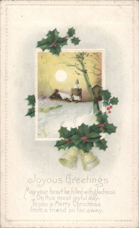 Joyous Greetings Christmas with Winter Scene and Bells