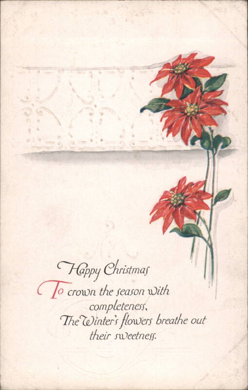 Happy Christmas Poinsettias & Winter's Flowers Poem