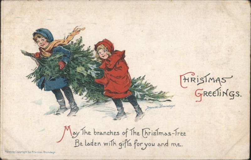 Children Carrying Christmas Tree by Frances Brundage