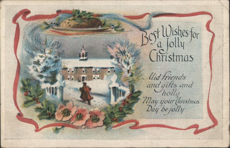 Best Wishes for a Jolly Christmas, Snowy Building Scene