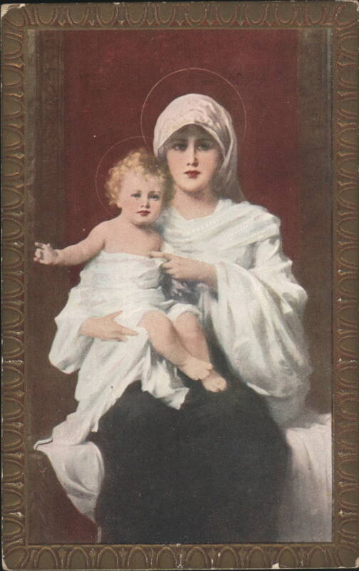 Madonna and Child with Halos and Ornate Border Madonna & Child