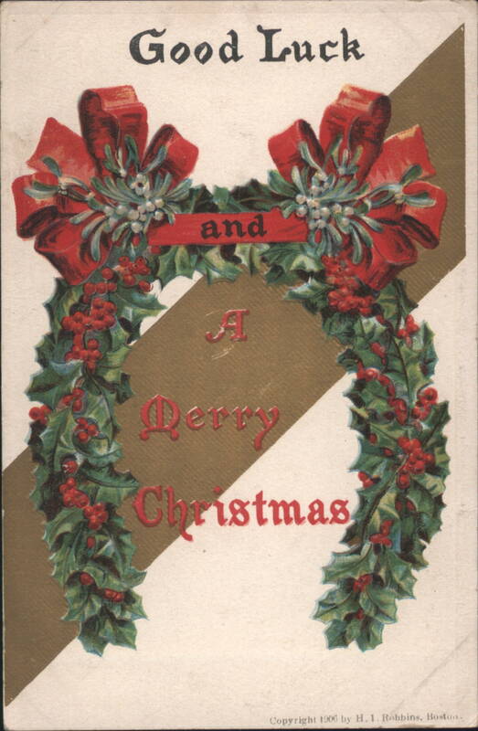 Good Luck and A Merry Christmas Holly Wreath & Bows