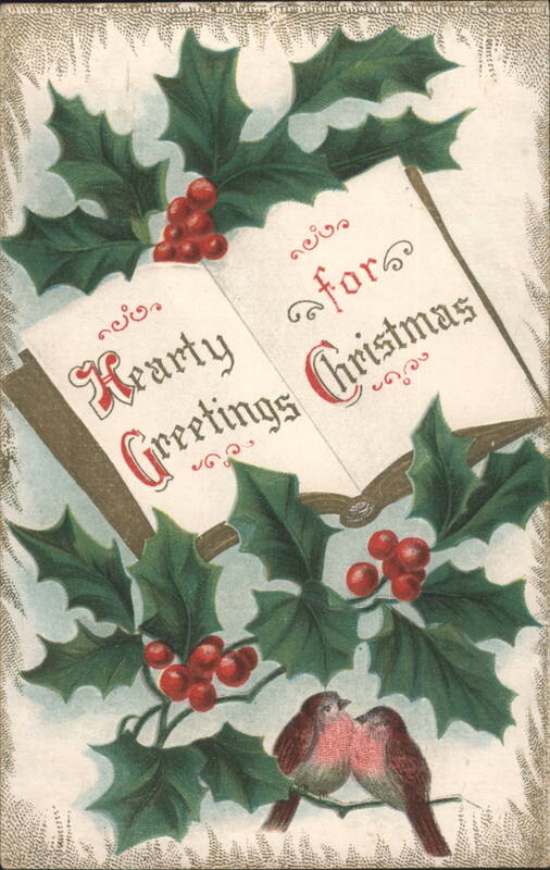 Hearty Greetings for Christmas with Holly and Birds