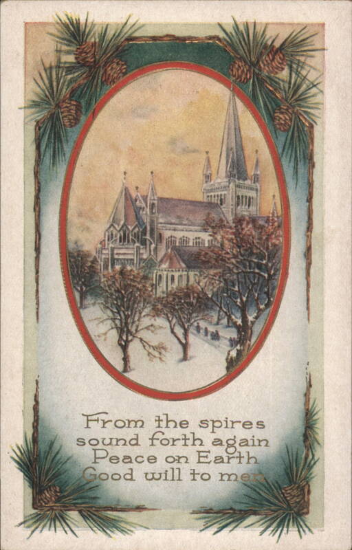Peace on Earth Christmas Church in Winter Landscape