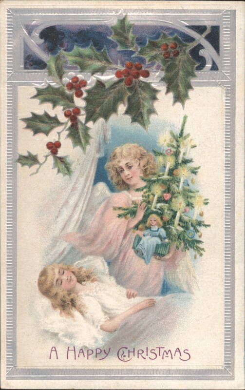 Angel with Christmas Tree and Sleeping Girl Angels