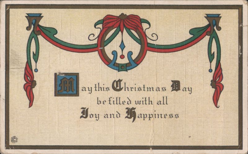 Christmas Greeting Joy and Happiness Wreath Design