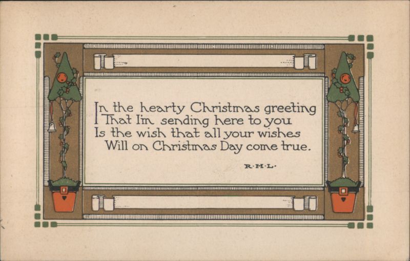 Christmas Greeting with Art Nouveau Trees by Robert H. Lord