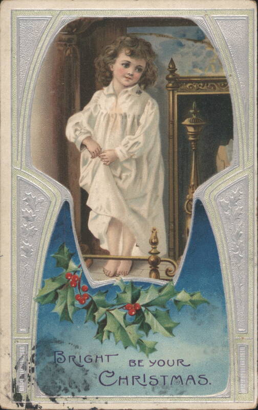 Girl in Nightgown with Holly, Bright Be Your Christmas