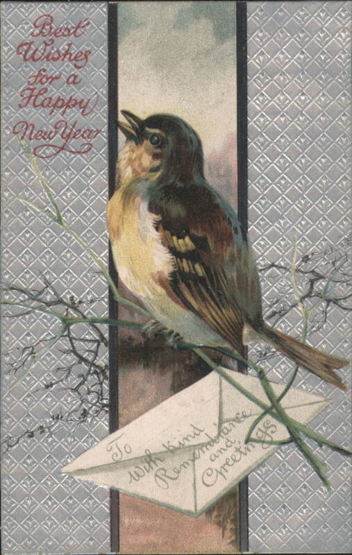Bird with Greeting Envelope Happy New Year