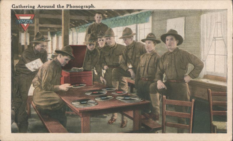 Gathering Around the Phonograph, YMCA WWI Soldiers