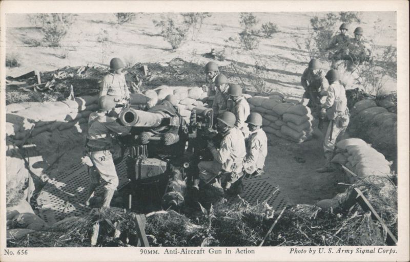 90mm Anti-Aircraft Gun in Action U. S. Army Signal Corps