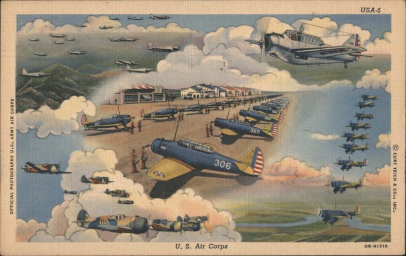U.S. Air Corps Military Aircraft and Hangars Army