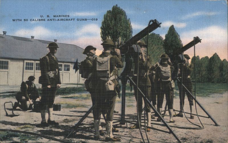 U.S. Marines with 50 Calibre Anti-Aircraft Guns