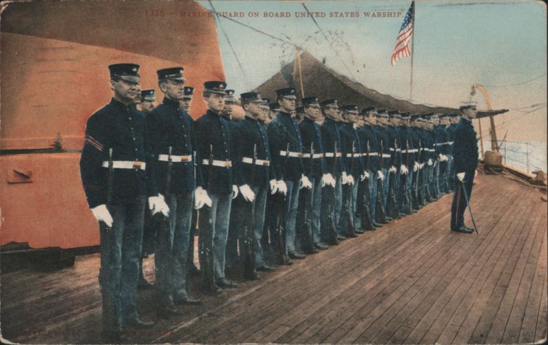 Marine Guard on Board United States Warship Long Beach California