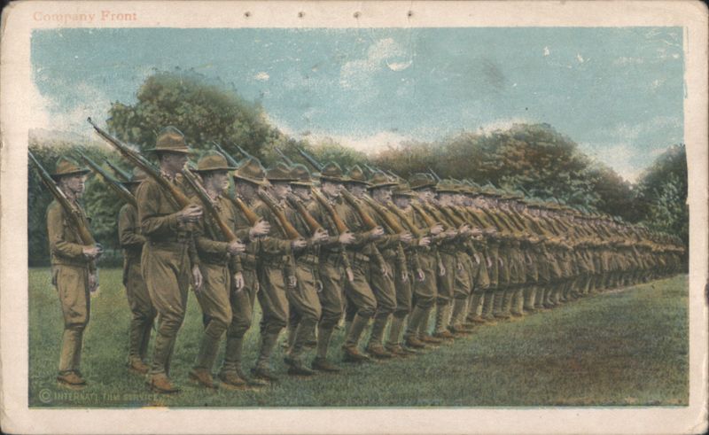 Company Front WWI US Army Soldiers in Formation World War I