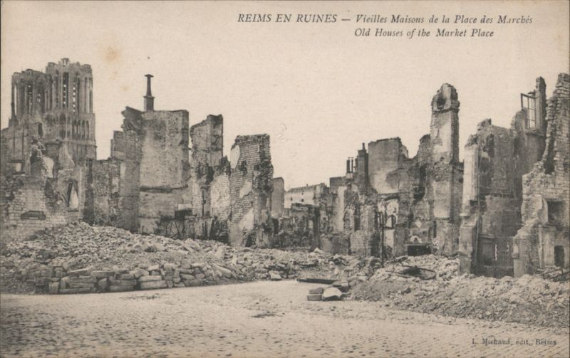 Ruins of Old Houses at the Market Place Reims France