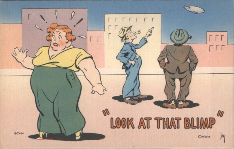 Look at That Blimp Humorous Comic Illustration Irvy