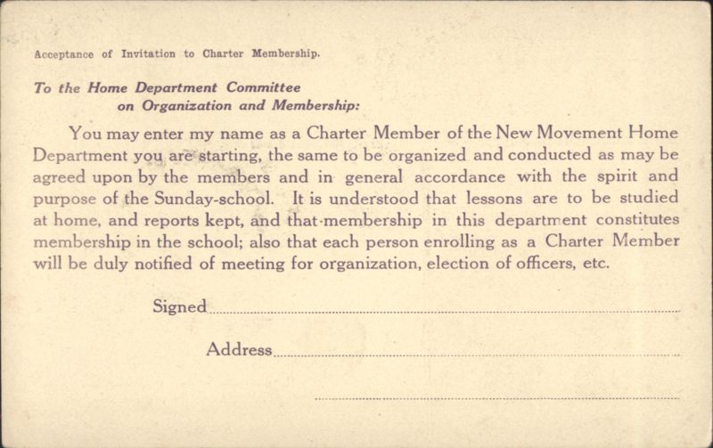 New Movement Home Department Charter Membership Invitation
