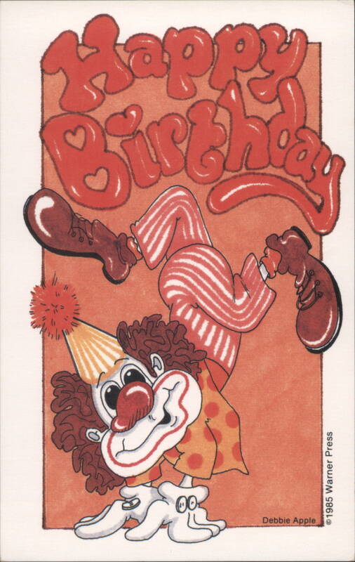 Happy Birthday Clown Handstand by Debbie Apple