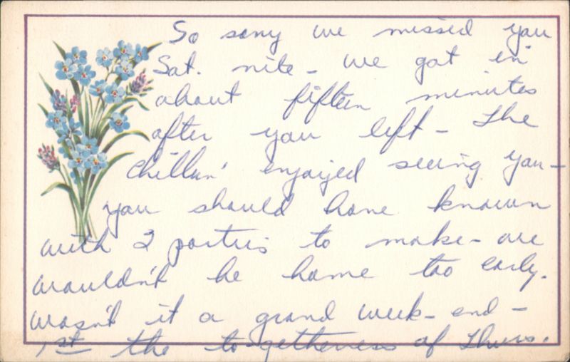 Blue Forget-Me-Not Flowers with 1965 Handwritten Message
