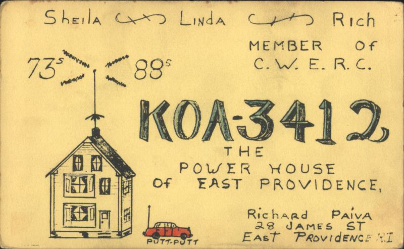 KOA-3412 Ham Radio QSL, Richard Paiva, East Providence Rhode Island