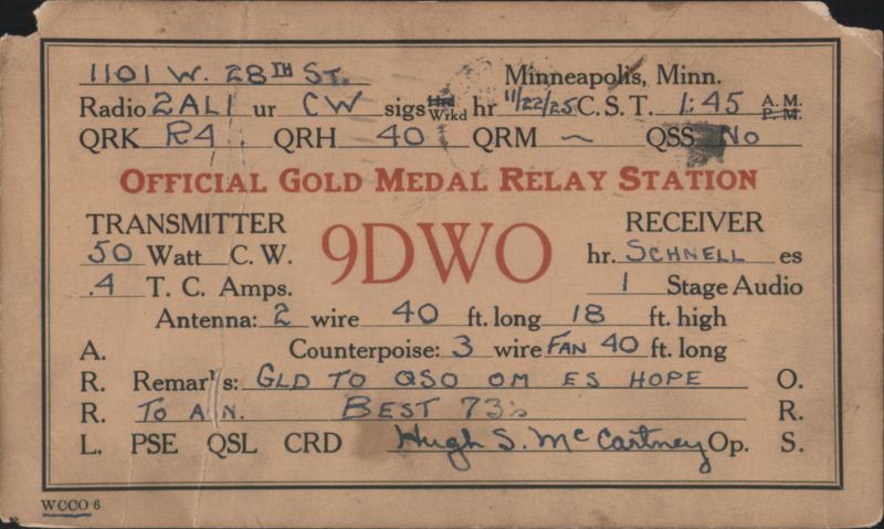 9DWO Official Gold Medal Relay Station, Minneapolis, MN Minnesota