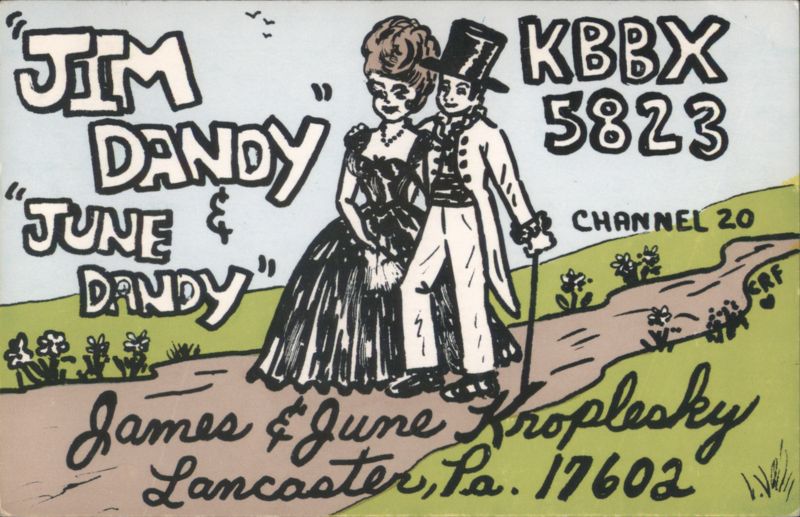 Jim Dandy & June Dandy CB Radio QSL Card, Lancaster, PA Pennsylvania